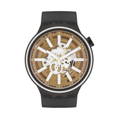 Swatch LIGHT TASTE SO27B114 – Αναλογικό Ρολόι Unisex με Διάφανο Καντράν και Μαύρο Λουράκι
